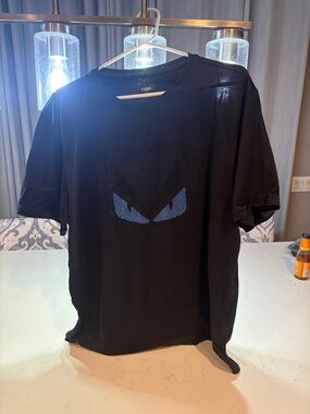 Fendi Black Tee with Blue Eye Motif
